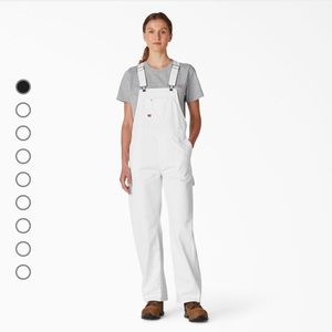 Dickies Women's Relaxed Fit Bib Overalls, White